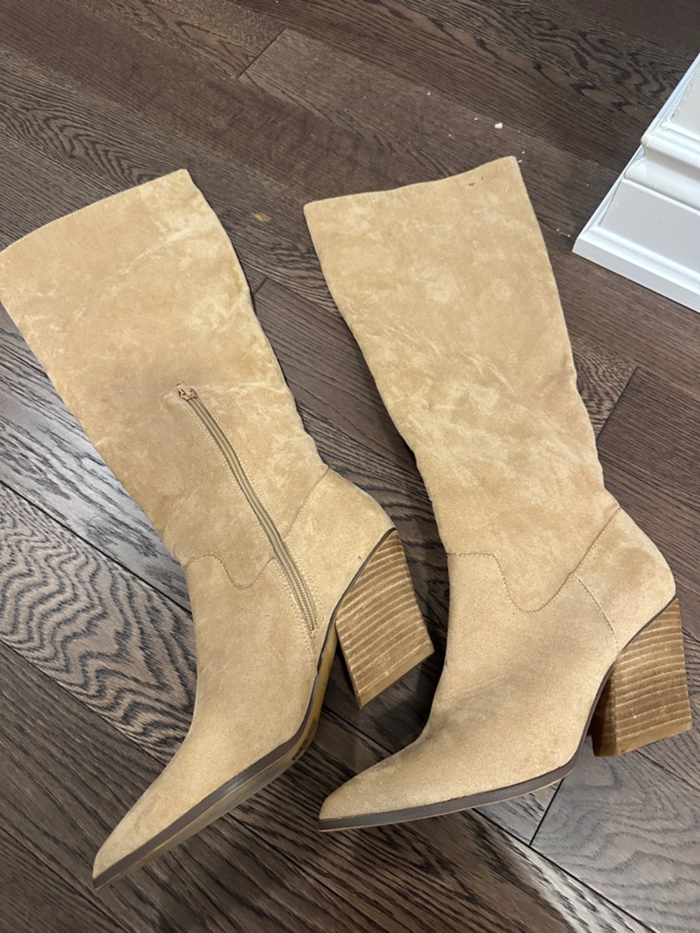 Oasis Society Lacey Western Tan Suede Knee High Block Heel Boots